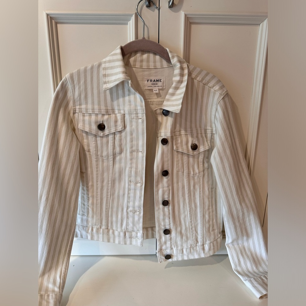 White and cream denim jacket